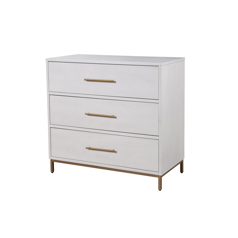 Petite commode à trois tiroirs Marino, Blanc