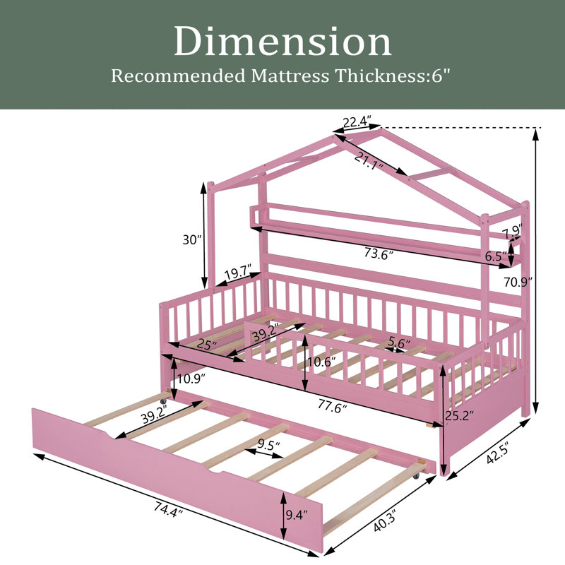 Ballone Daybed, Pink, Twin