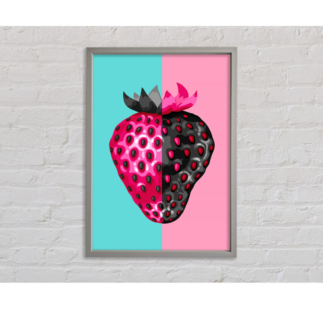 Gerahmtes Wandbild Pop Art Strawberry