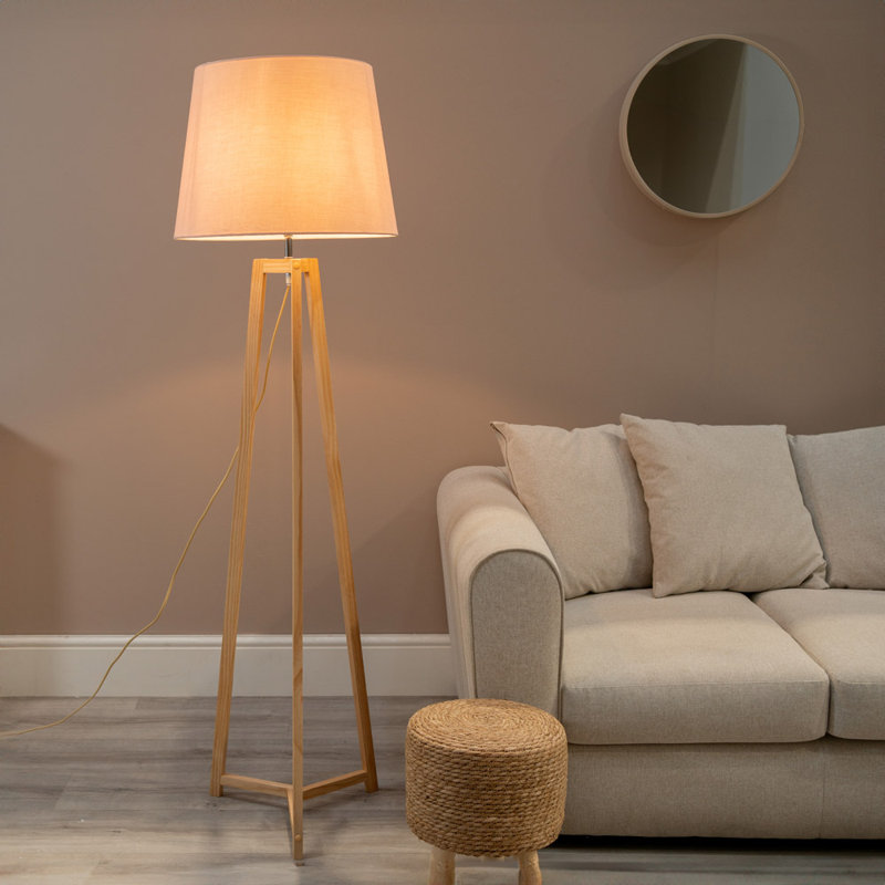 Rhavyn 158cm Natural Traditional Floor Lamp, Pink