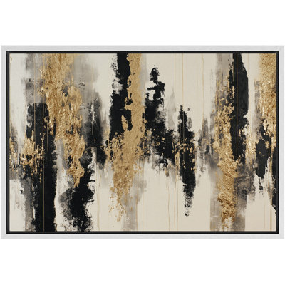 «Black Gold Abstract Design Art», reproduction d'art sur toile encadrée extra large
