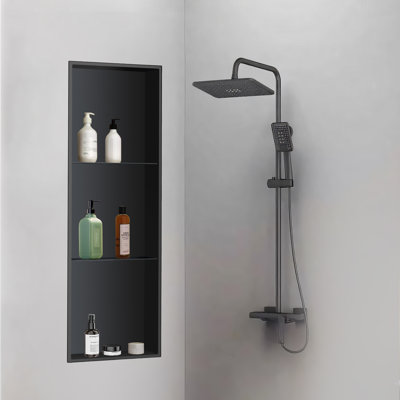 36" Stainless Steel Triple Layered Rectangular Recessed Shower Niche 18 Gauge