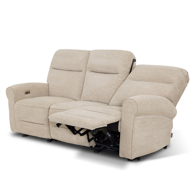 Endrik 87.8" Width zero clearance recliner  Power Reclining Sofa with Flip Down Console and LED Light, 3-Seater Couch for Small Spaces Living Room and RV