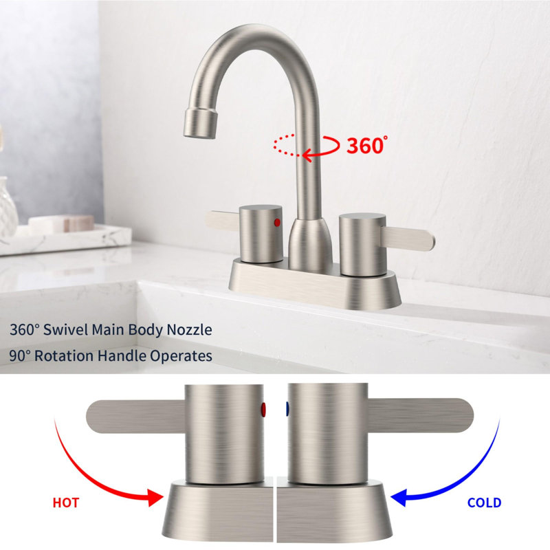 Bathroom faucet with 360 degree turn spout, Brushed Nickel