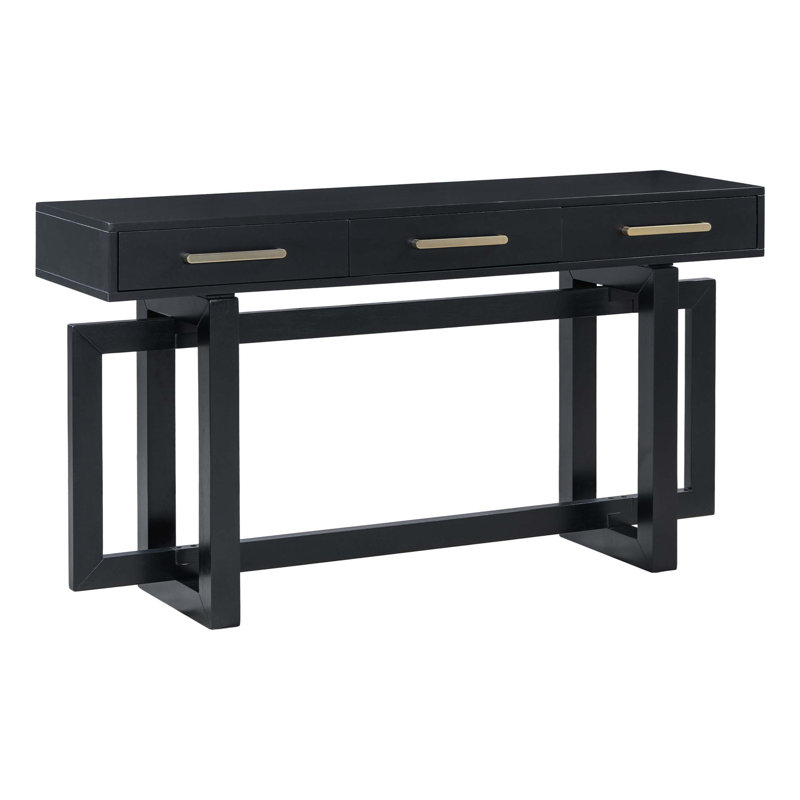 Élégante console très longue de 57 pouces avec 3 tiroirs, table d'entrée minimaliste moderne pour couloir, salon, vestibule, couloir - noir