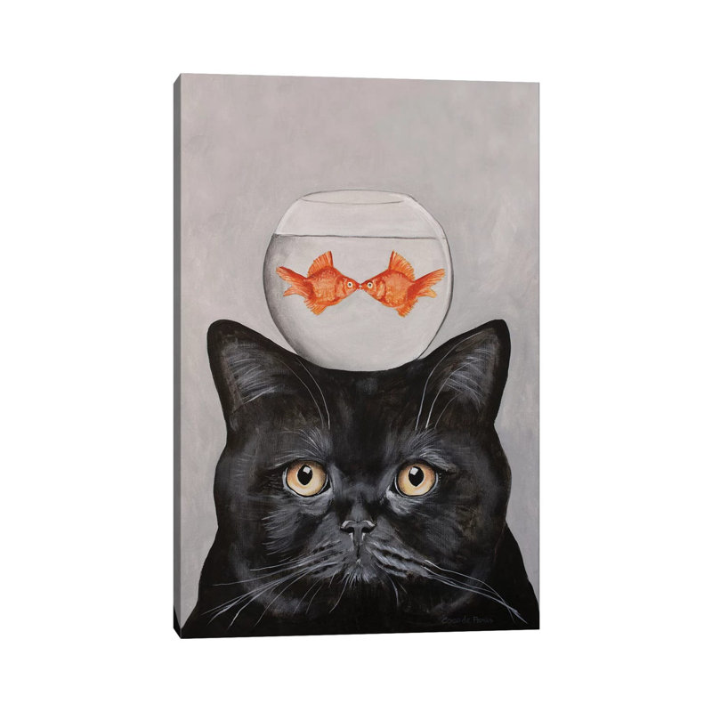 Cat With Fishbowl by Coco De Paris - Wrapped Canvas Print, 152.5 cm H x 101.5 cm W