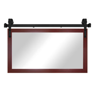 Miroir rustique moderne avec rail de porte de grange en acier