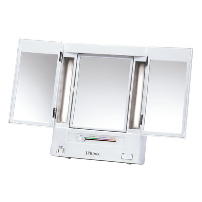 Washington Mews TriFold Lighted Tabletop Makeup Mirror, Plug In