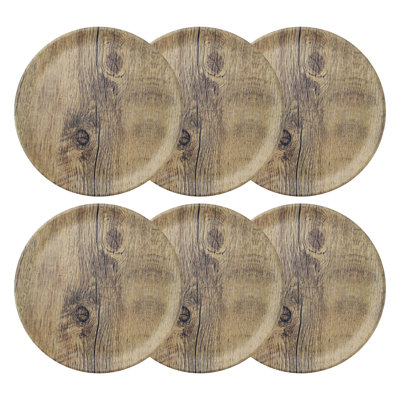 6-Piece Wood Grain 11" Melamine Plate