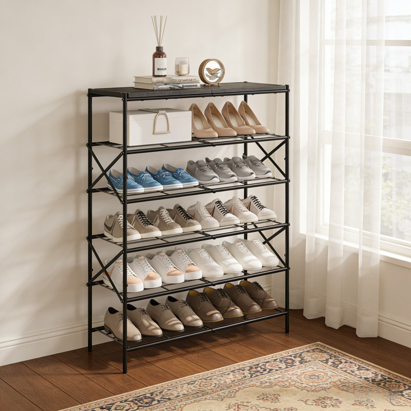 Metal Shoe Rack With Shelves – Large Capacity Shoe Storage Organizer For Entryway, Hallway, Closet, Garage