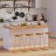 Îlot de cuisine avec espace de rangement et de sièges, range-bouteilles avec support à vin (sans tabourets de bar)-1113677875