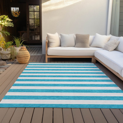 Machine Washable Indoor/Outdoor Schaal ACN528 Teal 2'6" x 3'10" Rug
