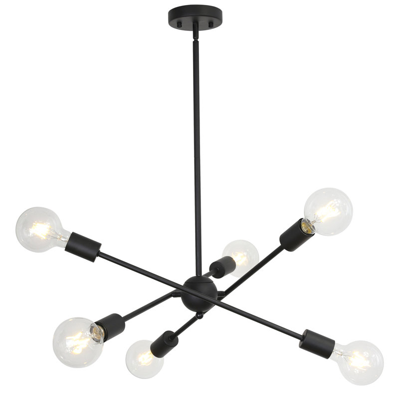 Lustre sphérique spoutnik 6 lumières Hairston, Noir