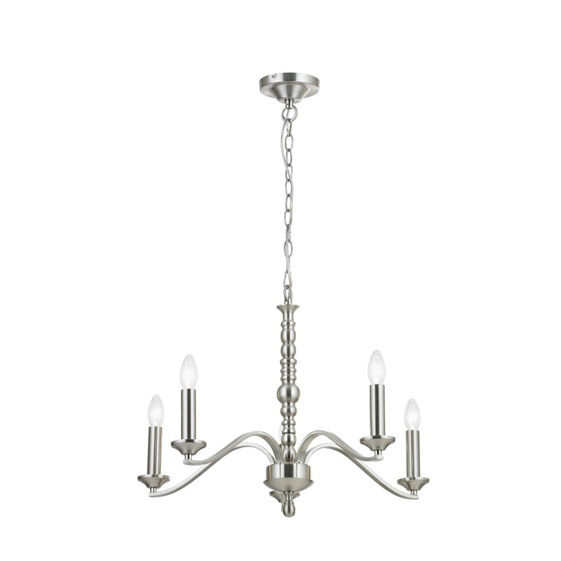 Bartlett 5 - Light Shaded Chandelier, Satin Nickel