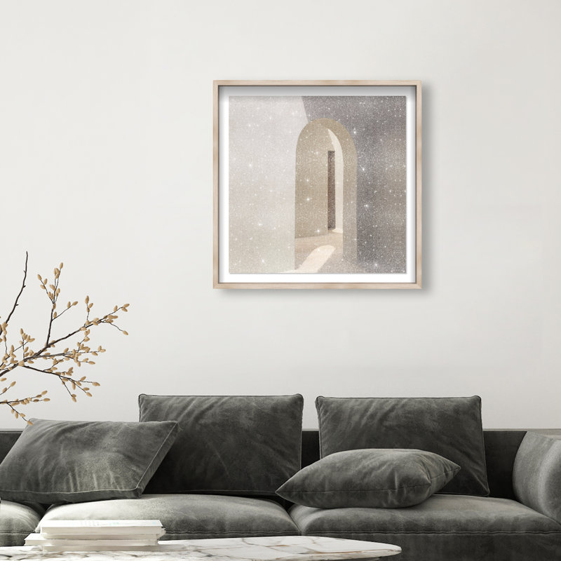 Desert Modernism III Print by Oliver Gal, Natural Oak Shadowbox, 31.5"H x 31.5"W