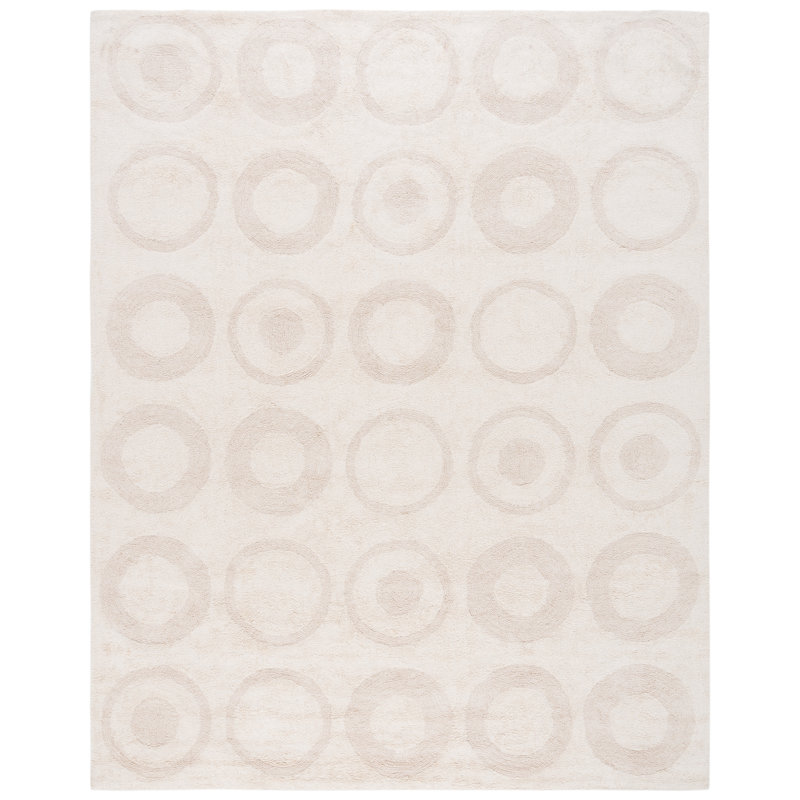 Tapis ivoire en coton fabriqué à la main Mullen, Rectangle 8 pi x 10 pi