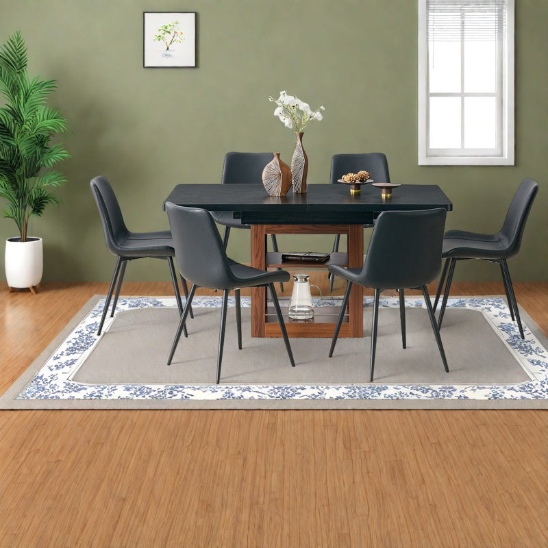Ensembles de table de salle à manger extensible et moderne avec bois et métal, idéal pour la maison et le bureau