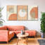«Warm Geometric Triptych», reproduction d'art sur toile-93059632