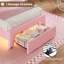 Lit princesse avec tiroir de rangement et lumières DEL, tête de lit ajustable avec lit plateforme en velours et bouton en cristal de velours-2028409883-2028409880