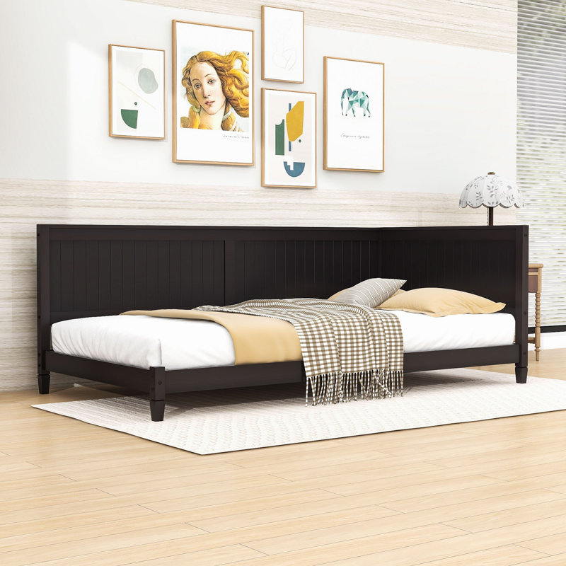Twin Size Wooden Daybed with Slats, Espresso