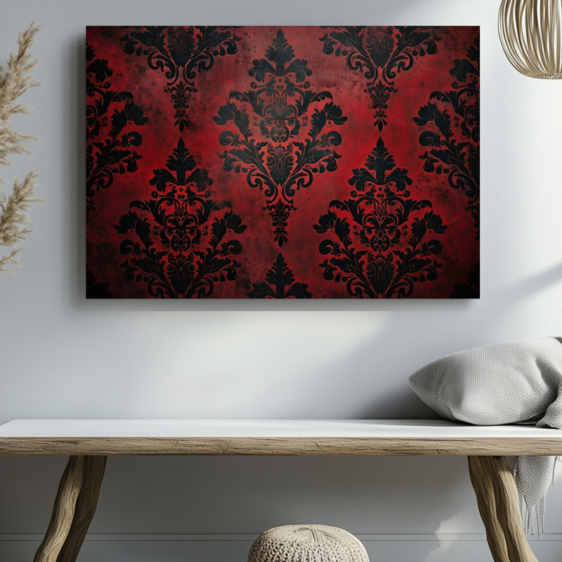 La toile crée un motif de papier peint richement texturé avec un motif d'art damassé complexe, H 18 po x l 24 po