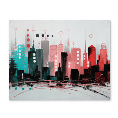 Cityscape Rose Gold Placemat | Cities Pink Shapes Decor