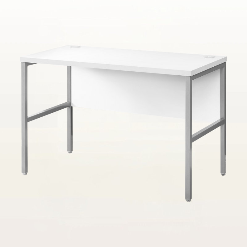 Honore White Finish Computer Desk With Silver Metal Leg, 29.74" H X 46.96" W X 23.38" D
