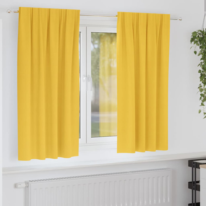 Blackout Curtain Pair, Mustard Yellow, 175cm Width x 140cm Drop
