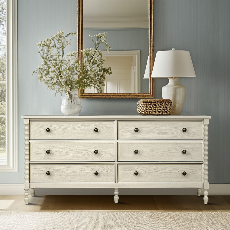 Commode double 6 tiroirs Beckett, Crème antique