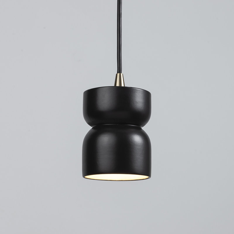 Luminaire suspendu en sablier Leni, Carbone noir mat, Laiton antique