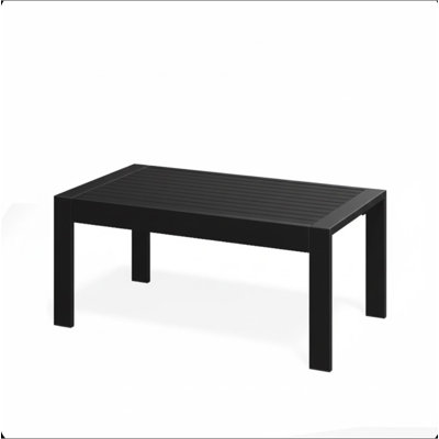 43" X 24" All-Weather Metal Outdoor Coffee Table With Wood-Look Top