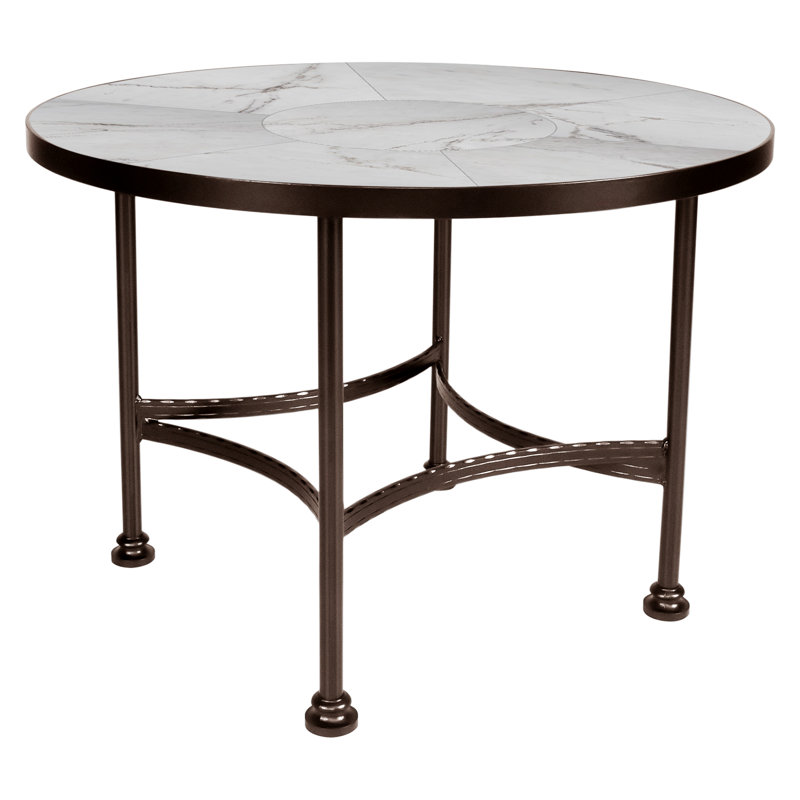 Classico Outdoor Round Dining Table, 42" W x 42" L x 29.75" H, Copper Creek, Pallazo White