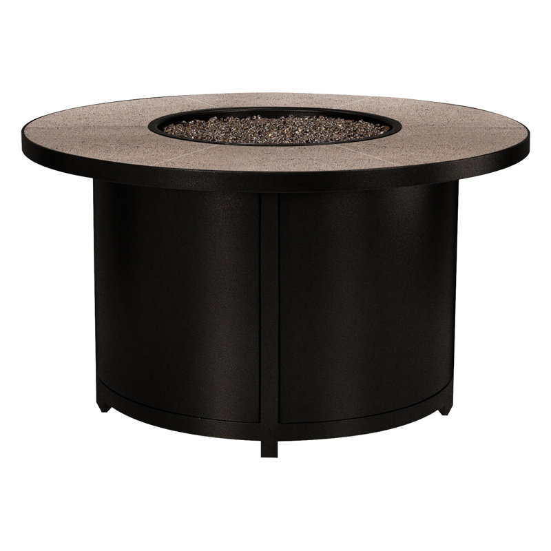 Capri Iron Outdoor Fire Pit Table, 24" H x 42" W x 42" D, Canyon Taupe, Carbon Black