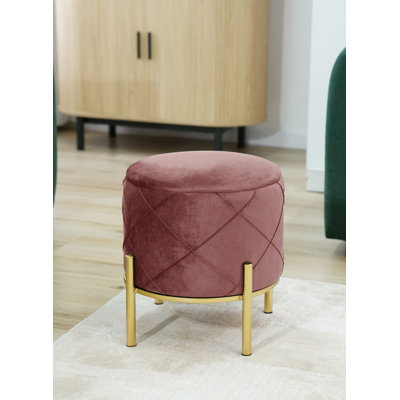 Ajhane 37cm Wide Velvet Tufted Circle Pouf Ottoman with Storage