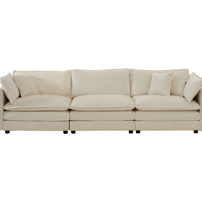 5 canapé d'angle convertible, canapé modulaire en U avec repose-pieds réversible, chenille beige pour un salon moderne et confortable 2 repose-pieds de style minimaliste