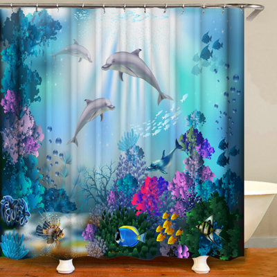 Rideau de douche simple Beedeville + crochets