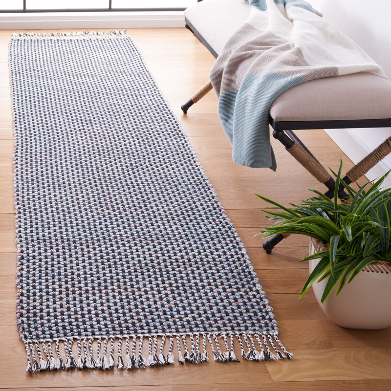 Tapis bleu / noir Mona 475, Tapis de couloir 2 pi 3 po x 9 pi