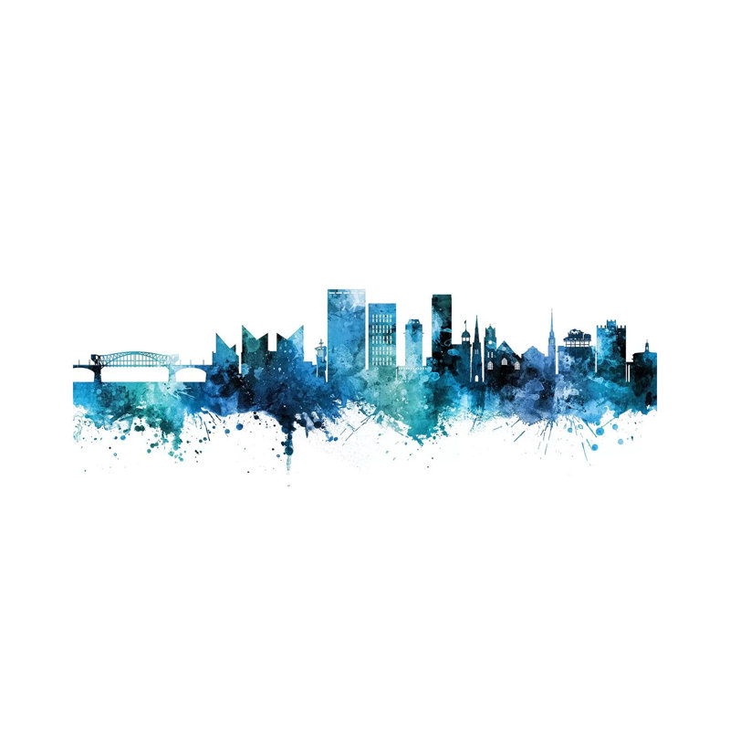 Chattanooga Tennessee Skyline Blue Teal by Michael Tompsett - Wrapped Canvas Gallery-Wrapped Canvas Giclée