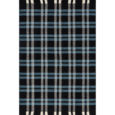 Denton Country Plaid Wool Fringe Area Rug