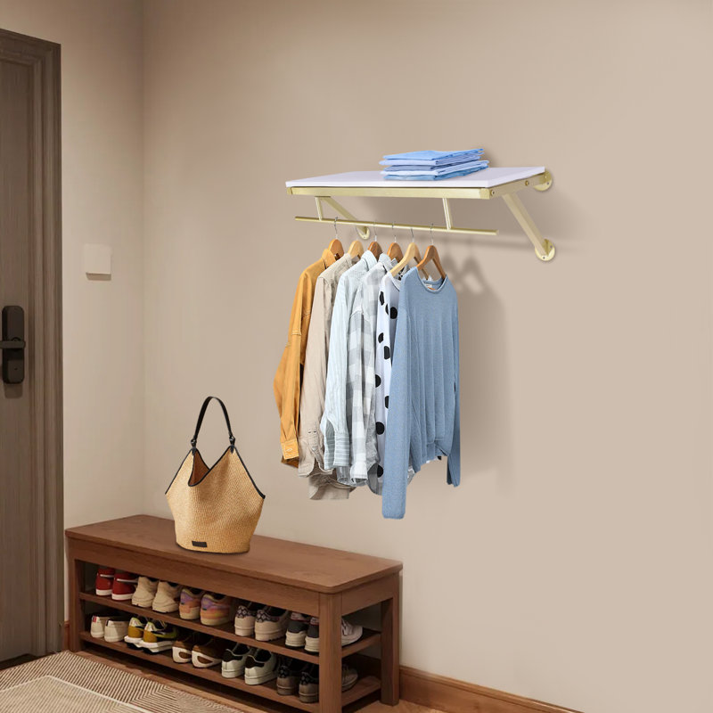 Wall-Mounted Clothes Rack With Shelf , Clothes Rack,Wall Mounted Garment Rack