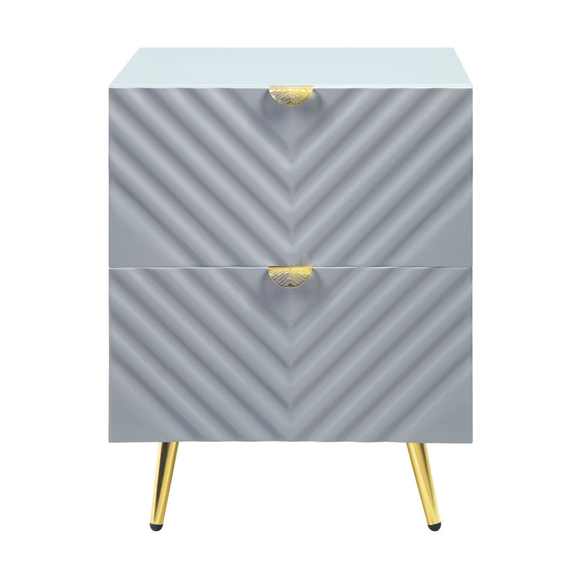 Gaines Gray High Gloss Finish Nightstand