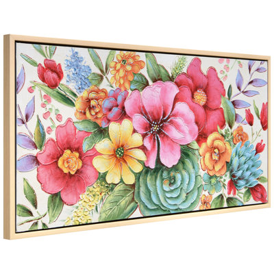Floral Symphony Heavily Textured Hand Painted Framed Canvas Wall Art