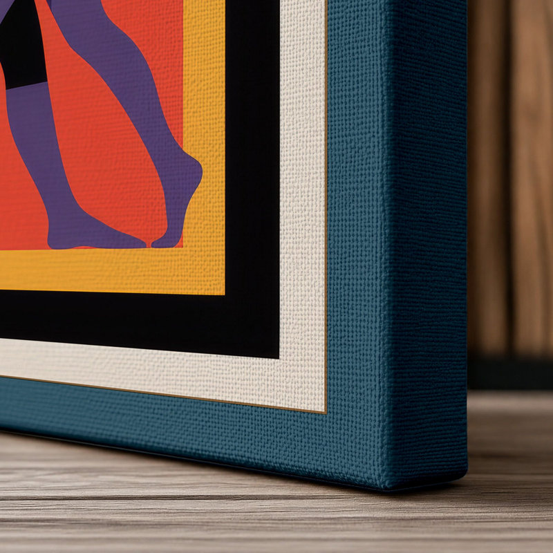 Dancefloor Embrace Modern 1 Piece Wrapped Canvas Wall Art, 36x24 - 91.4 x 61.0 cm, Teal Border