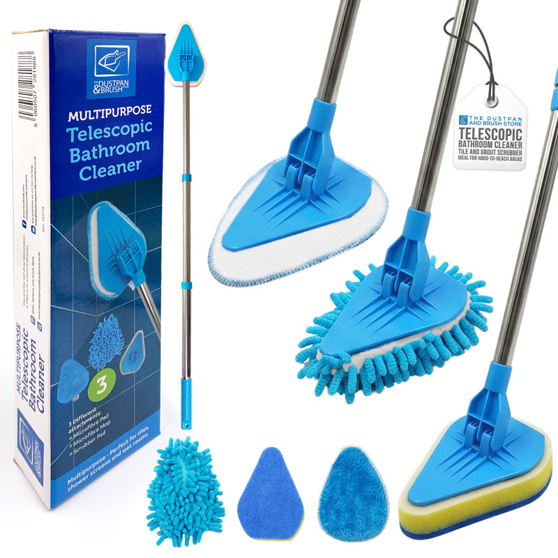 Bathroom Cleaner Kit Telescopic Tile and Grout Scrubber