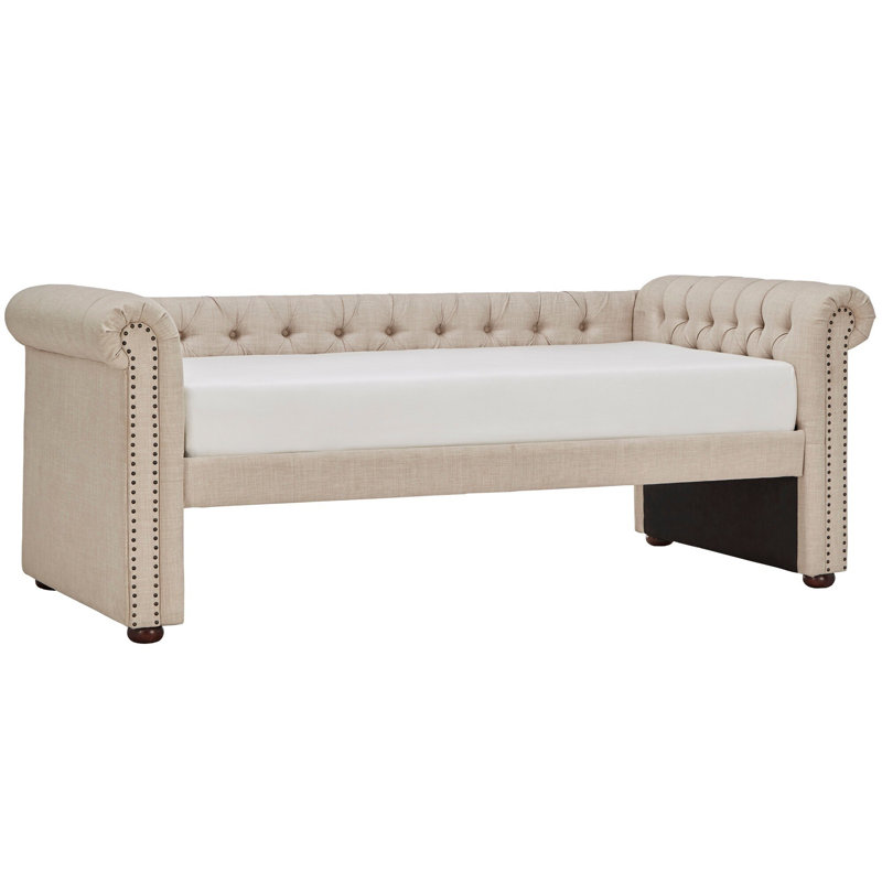 Carthusia Chesterfield Daybed- Twin Size, No Trundle, Beige