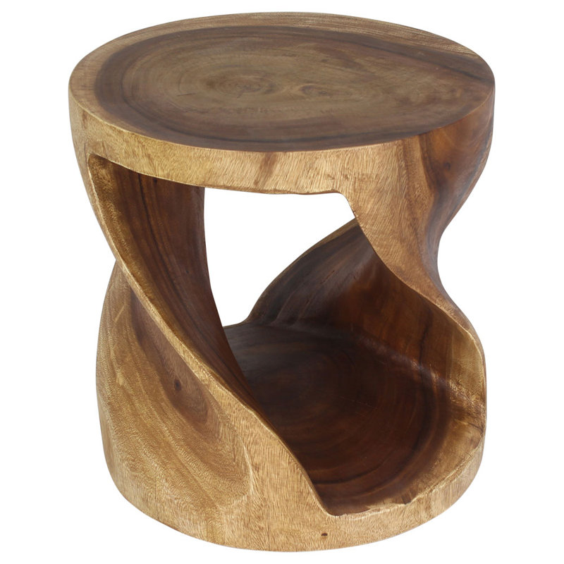 Table de bout ronde torsadée 20 po x H 20 po noyer