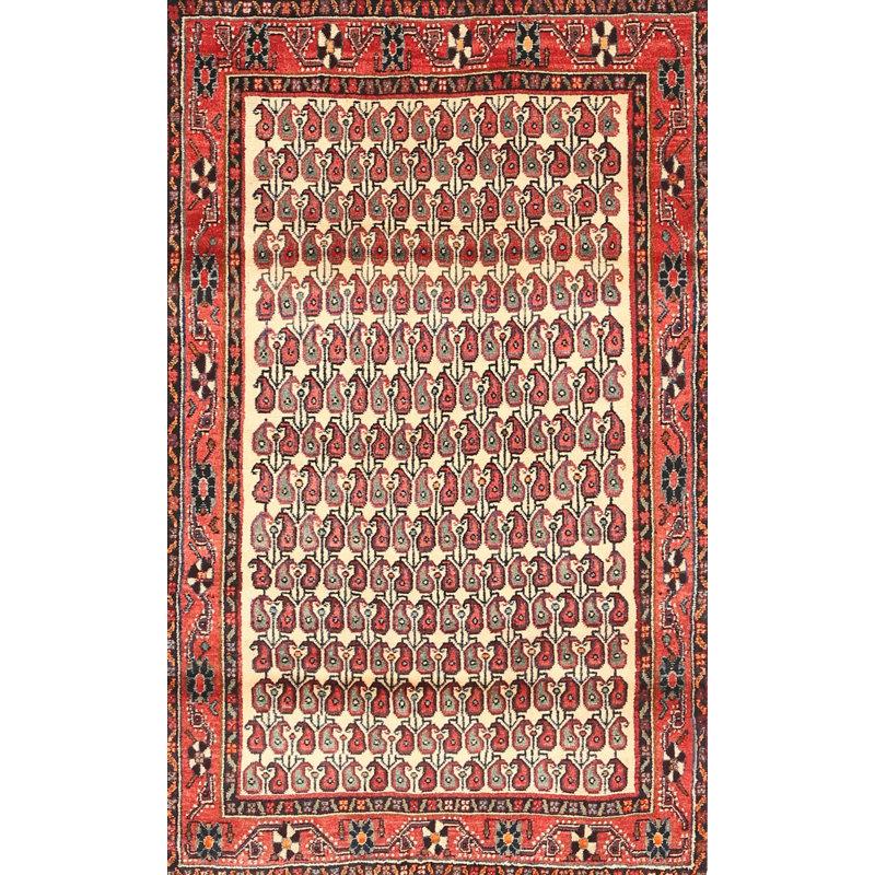 Tapis géométrique rouge / beige, Rectangle de 2 pi x 3 pi