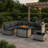 8-Piece Modular Outdoor Sectional Seating Set With Propane Fire Pit Table And Cushions-125547774-124197992