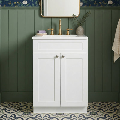 24" Shaker Single Bathroom Vanity with Integrated Countertop and Sink