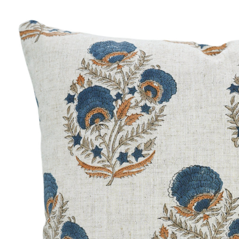 Housse de coussin en lin viscoélastique Fabividine, décoration d'automne (Mohini), Carré, Bleu, 20"H x 20"W